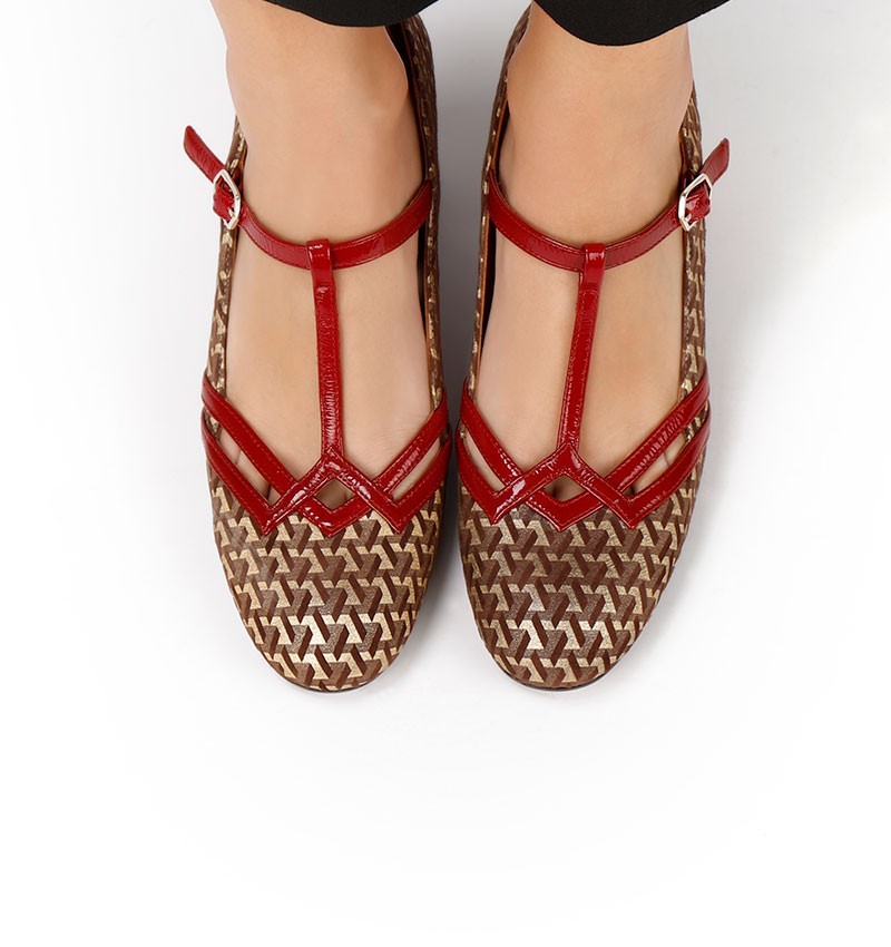 AYNA BROWN AND RED CHiE MIHARA zapatos