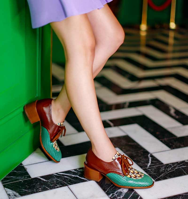 SEDIA GREEN AND BROWN CHiE MIHARA zapatos