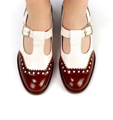 SISSI WHITE AND BROWN CHiE MIHARA zapatos